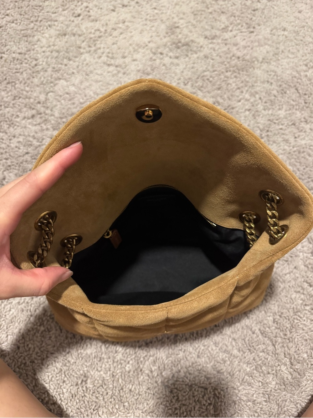 Saint Laurent Medium Lou Puffer Suede Shoulder Bag - Picture 10 of 15